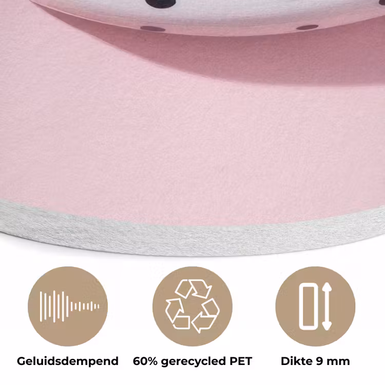 Banaan - Stippen - roze Akoestische PET Vilt - Rond klein -closeup_NL