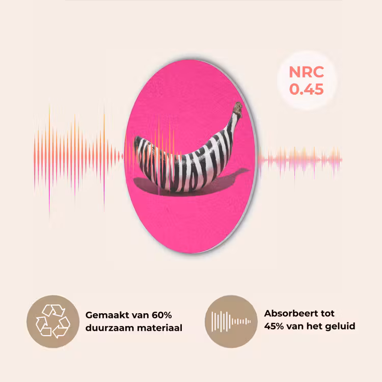 Banaan - Zebraprint - Roze Akoestische PET Vilt - Rond klein -USP_NL