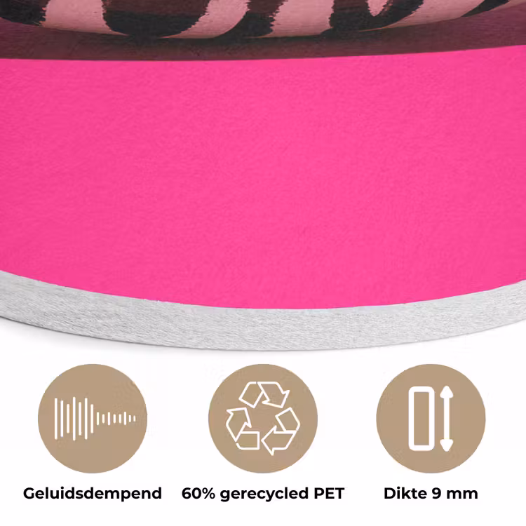Banaan - Zebraprint - Roze Akoestische PET Vilt - Rond klein -closeup_NL