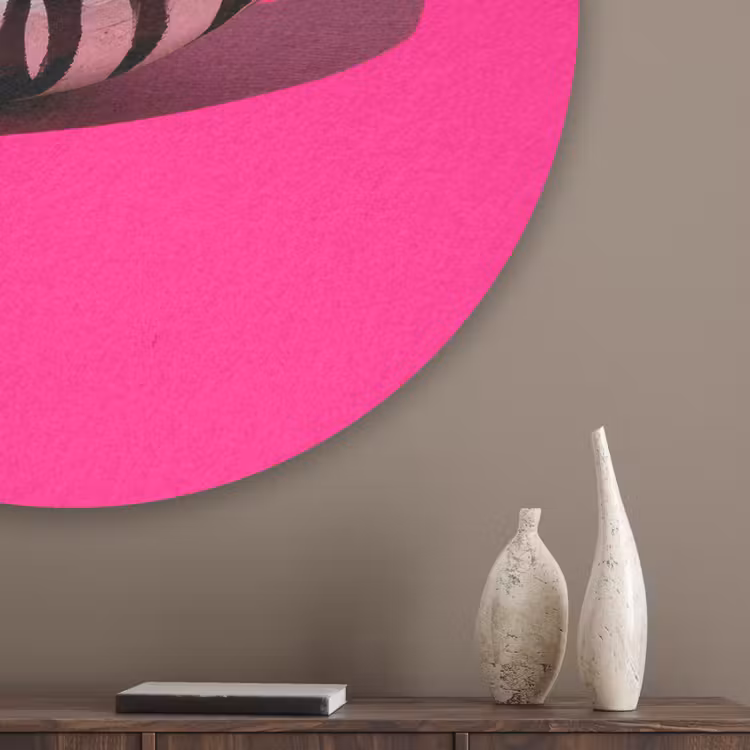 Banaan - Zebraprint - Roze Akoestische PET Vilt - Rond klein -sfeer5_closeup