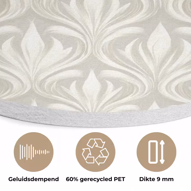 Barok - Patroon - Beige Akoestische PET Vilt - Rond klein 838 -closeup_NL