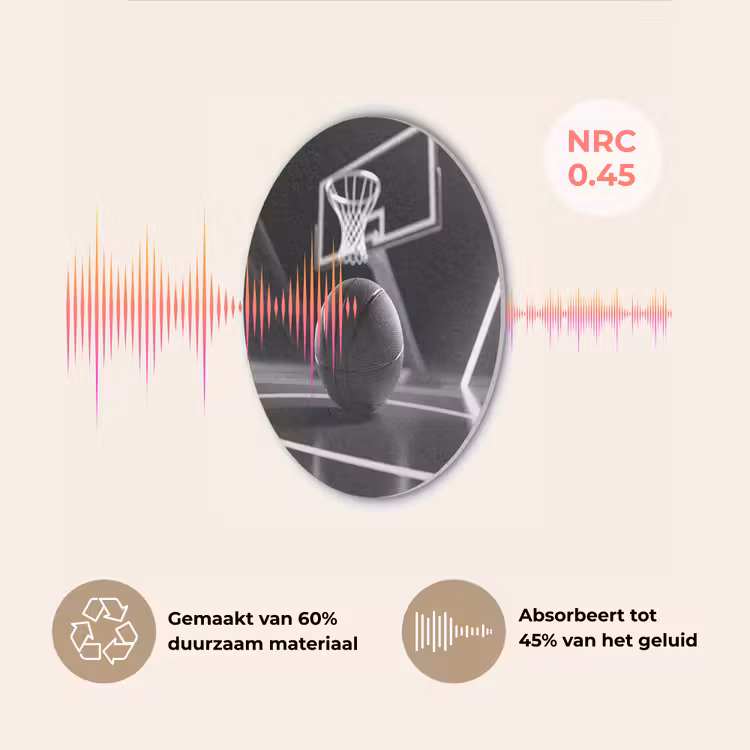 Basketbal - Basketbalveld - Lichtlijnen Akoestische PET Vilt - Rond klein -USP_NL