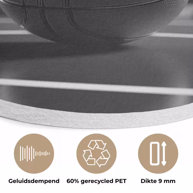 Basketbal - Basketbalveld - Lichtlijnen Akoestische PET Vilt - Rond klein -closeup_NL