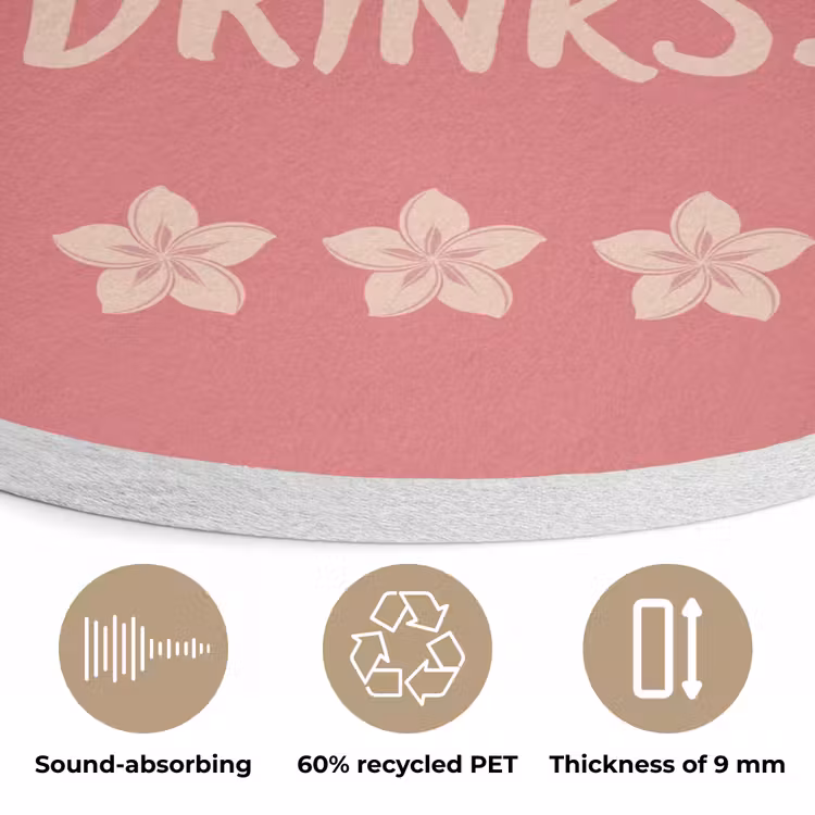BBQ - Quote - Roze - Zomer Akoestische PET Vilt - Rond klein -closeup_NL