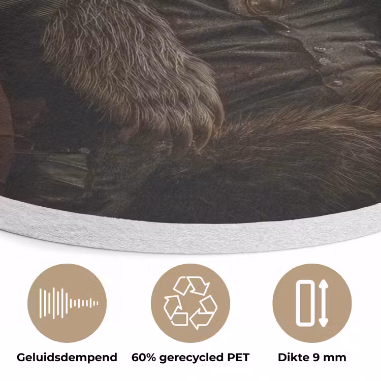 Beer - Bruin - Pak - Hoed Akoestische PET Vilt - Rond klein -closeup_NL