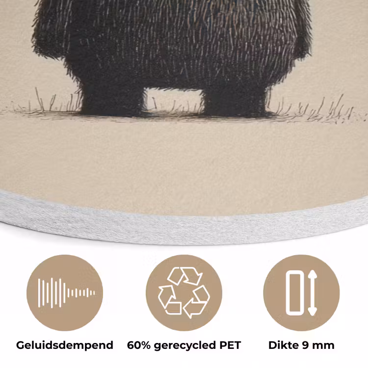 Beer - Donkerbruin - Minimalistisch Akoestische PET Vilt - Rond klein -closeup_NL