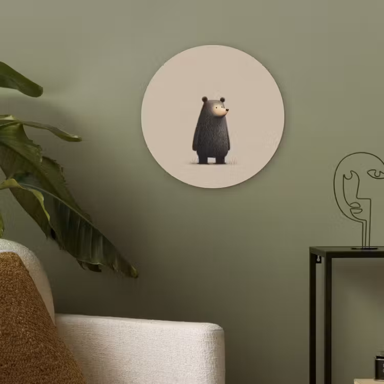 Beer - Donkerbruin - Minimalistisch Akoestische PET Vilt - Rond klein -sfeer2