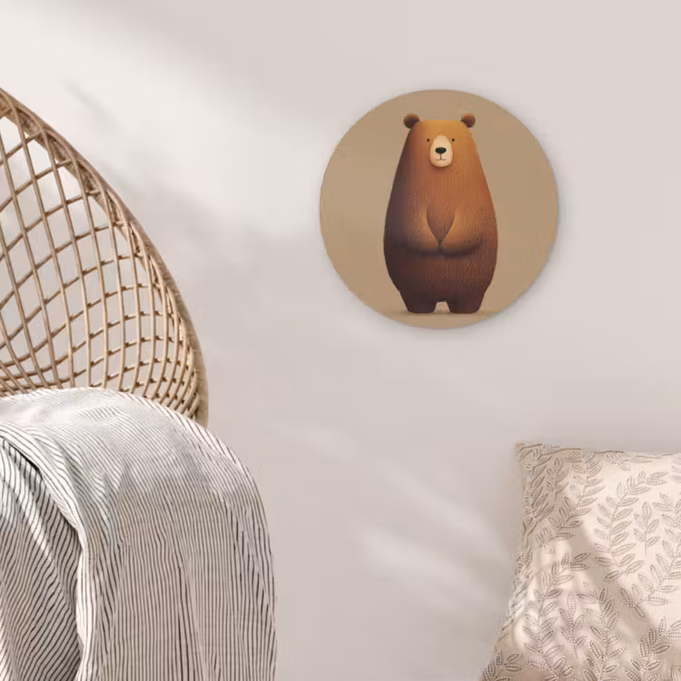 Beer - Minimalistisch - Bruin Akoestische PET Vilt - Rond klein -sfeer4