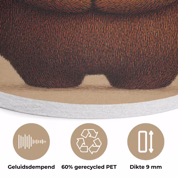 Beer - Minimalistisch - Bruin Akoestische PET Vilt - Rond klein -closeup_NL