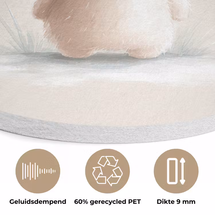 Beertje - Sneeuwvlokje - Wit - Pluizig Akoestische PET Vilt - Rond klein -closeup_NL