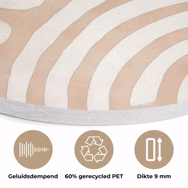Beige - Aardspatroon Akoestische PET Vilt - Rond klein -closeup_NL