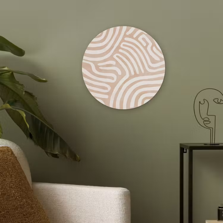 Beige - Aardspatroon Akoestische PET Vilt - Rond klein -sfeer2