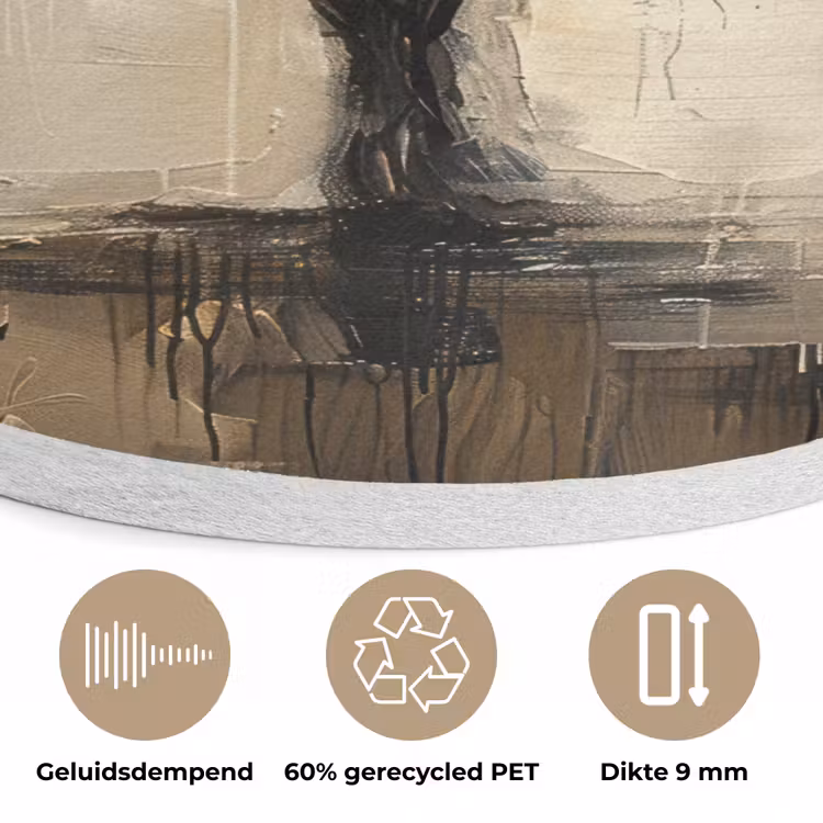 Beige - Abstract - Boom - Goud Akoestische PET Vilt - Rond klein -closeup_NL