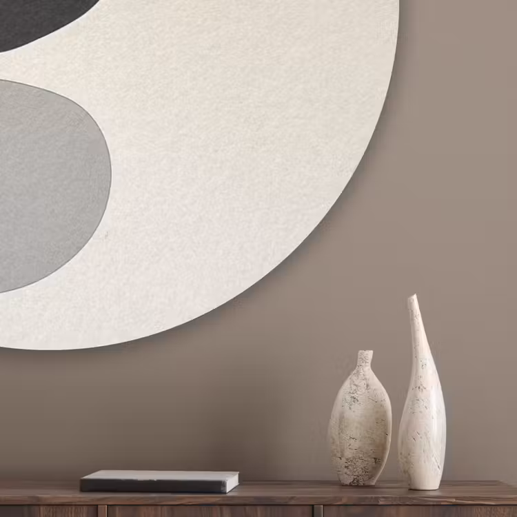 Beige - Japandi - Wabi sabi Akoestische PET Vilt - Rond klein -sfeer5_closeup