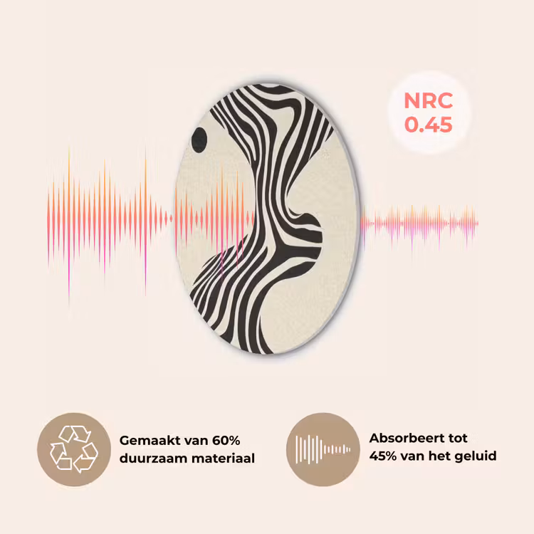 Beige - Lijnen - Golvend -  Abstract Akoestische PET Vilt - Rond klein -USP_NL