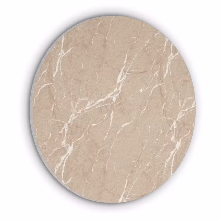 Beige - Marmer - Organisch - Wit Akoestische PET Vilt - Rond klein 838 -3d