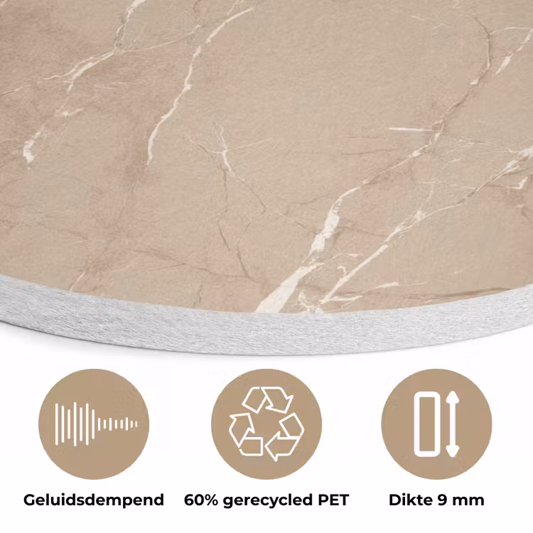 Beige - Marmer - Organisch - Wit Akoestische PET Vilt - Rond klein 838 -closeup_NL