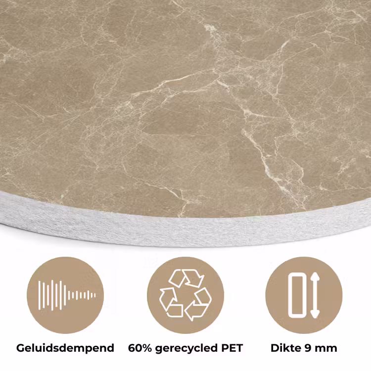 Beige - Marmer - Witte aders Akoestische PET Vilt - Rond klein 838 -closeup_NL