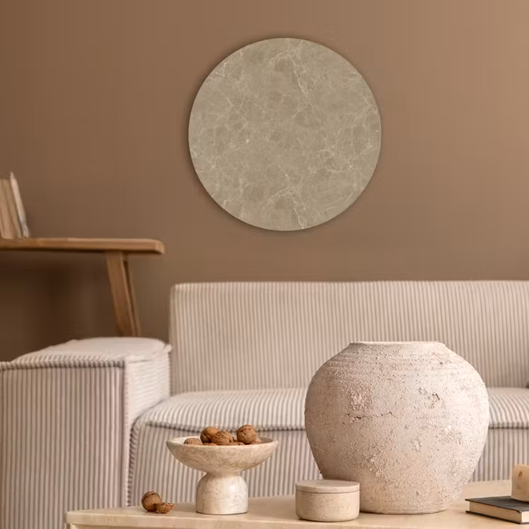 Beige - Marmer - Witte aders Akoestische PET Vilt - Rond klein 838 -sfeer1