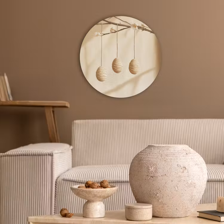 Beige - Paastak - Eieren Akoestische PET Vilt - Rond klein -sfeer1