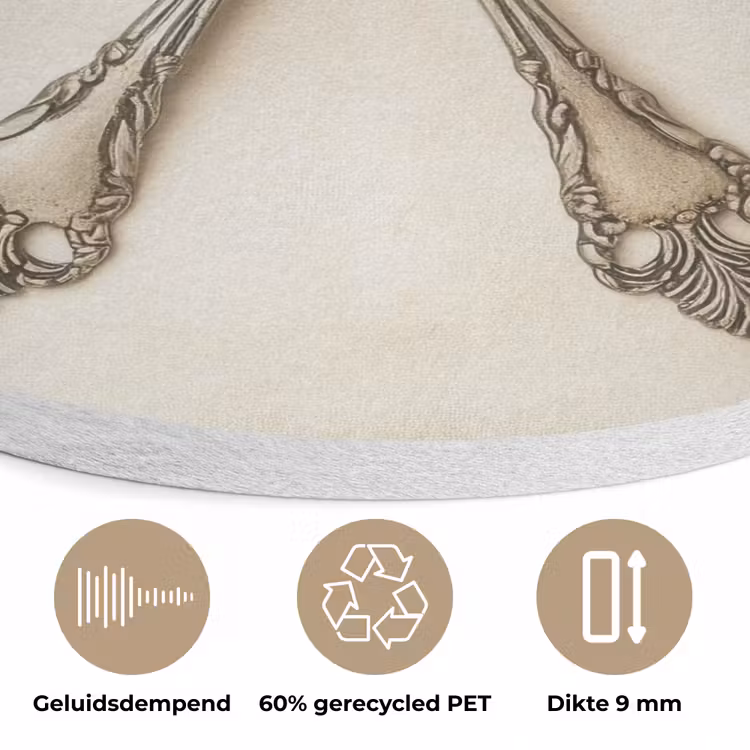 Beige - Vintage - Bestek Akoestische PET Vilt - Rond klein -closeup_NL