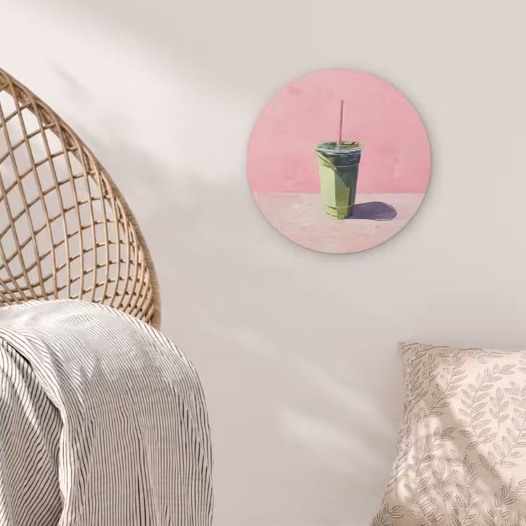 Beker - Rietje - Minimalistisch - Groen Akoestische PET Vilt - Rond klein -sfeer4