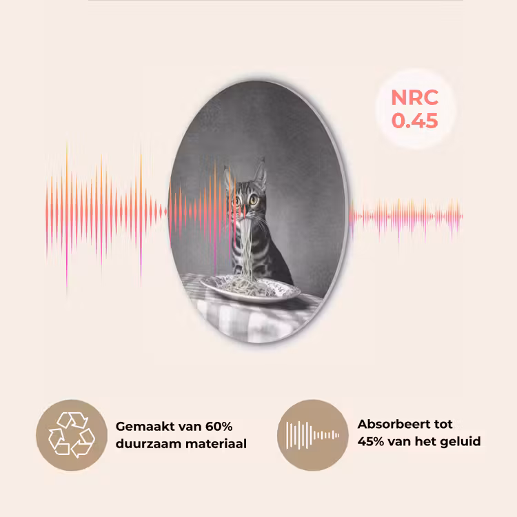 Bengaal - Kat - Tafelkleed - Zwart - Wit - Dier Akoestische PET Vilt - Rond klein -USP_NL