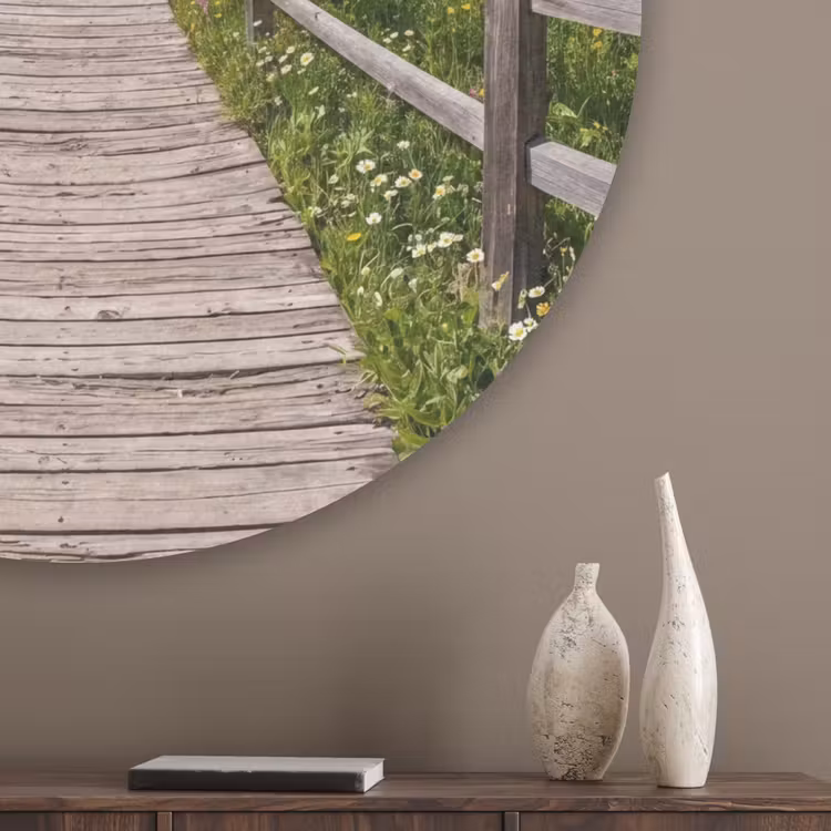 Bergen - Meer - Landschap - Blauw Akoestische PET Vilt - Rond klein -sfeer5_closeup