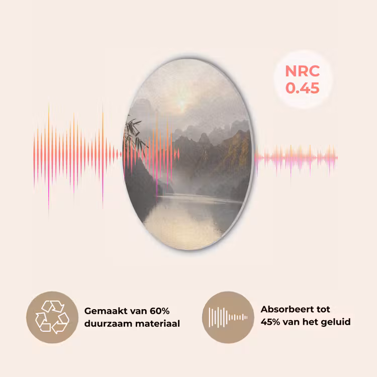 Bergen - Water - Mist - Natuur - Landschap Akoestische PET Vilt - Rond klein -USP_NL