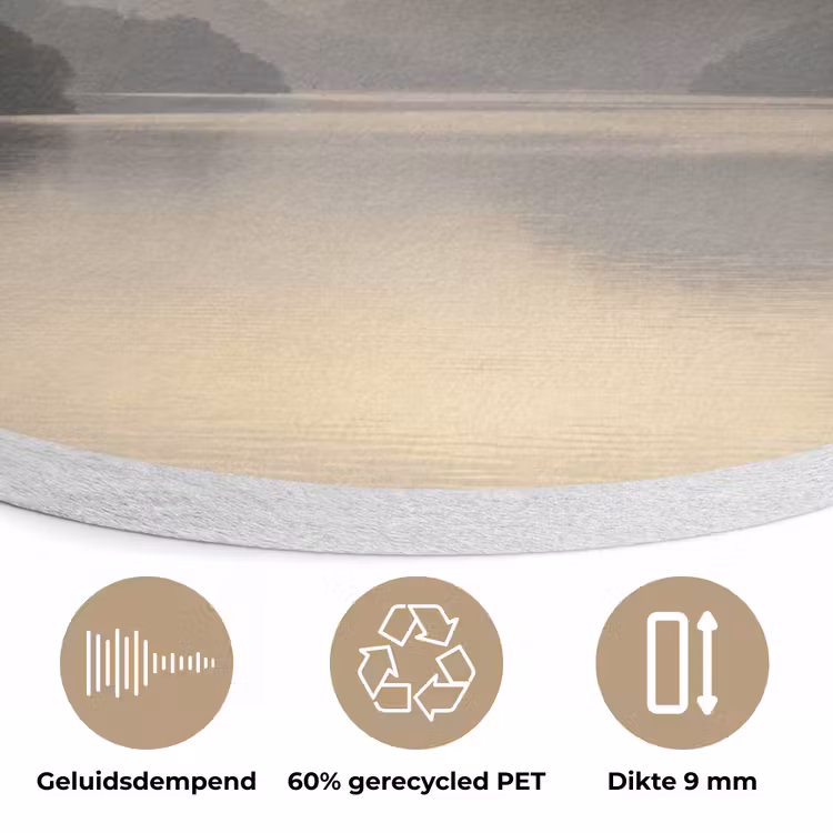 Bergen - Water - Mist - Natuur - Landschap Akoestische PET Vilt - Rond klein -closeup_NL