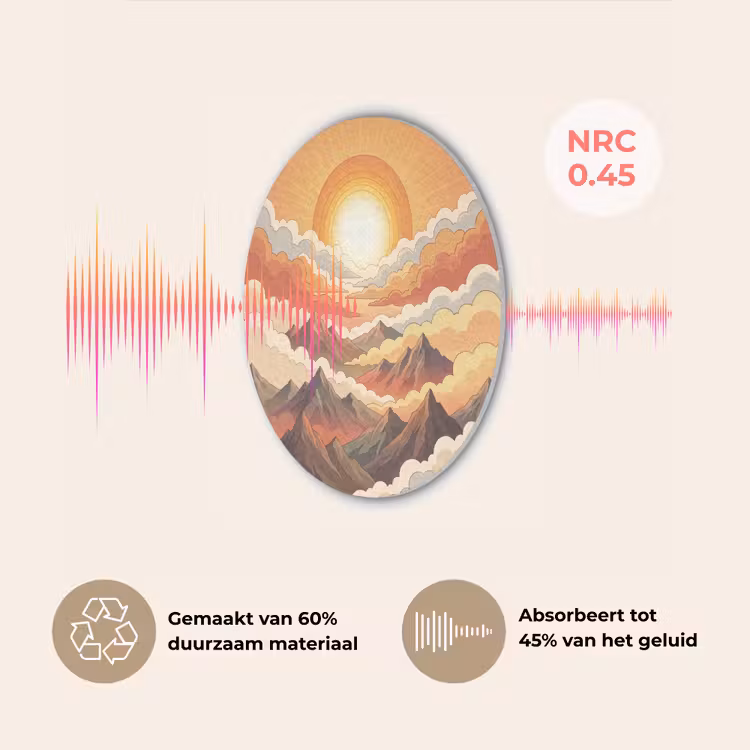 Bergen - Wolken - Natuur - Zonsopgang - Oranje Akoestische PET Vilt - Rond klein -USP_NL
