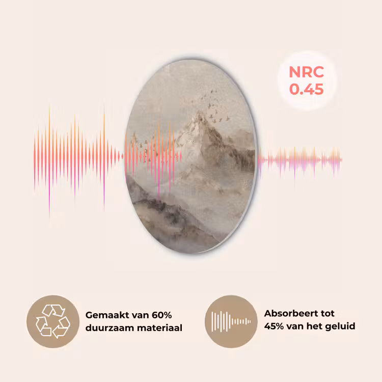 Berglandschap - Mist - Penseelstreken Akoestische PET Vilt - Rond klein -USP_NL