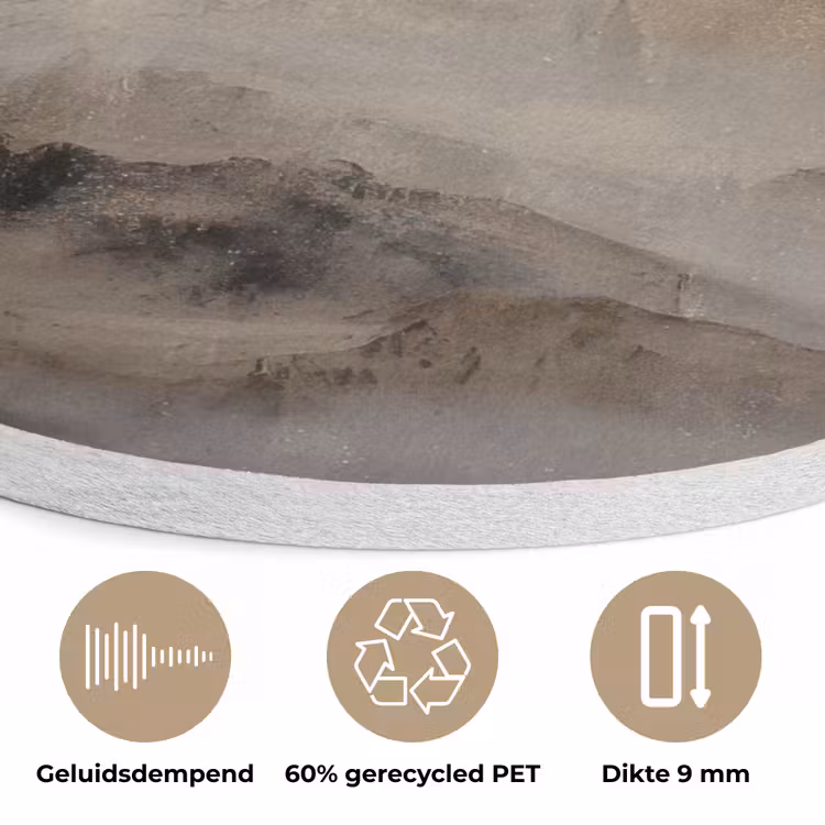 Berglandschap - Mist - Penseelstreken Akoestische PET Vilt - Rond klein -closeup_NL