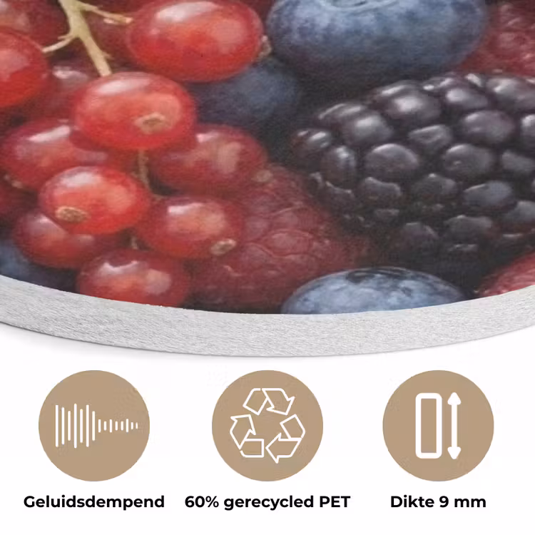 Bessen - Mix - Vers - Eten - Kleurrijk Akoestische PET Vilt - Rond klein -closeup_NL