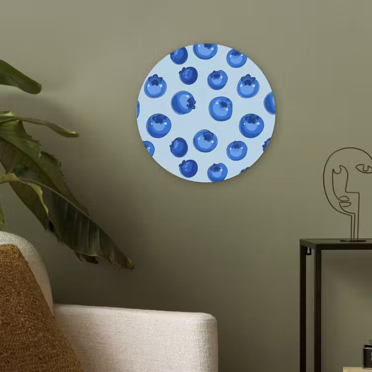 Bessen - Modern - Blauw Akoestische PET Vilt - Rond klein 838 -sfeer2