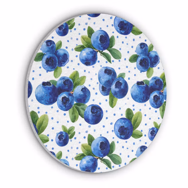 Bessen - Patroon - Blauw Akoestische PET Vilt - Rond klein 838 -3d