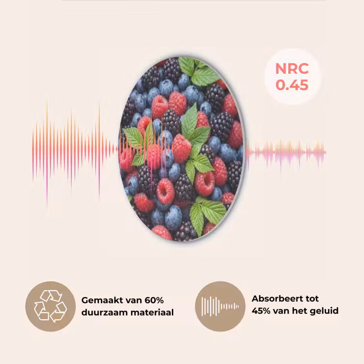 Bessen - Vers - Waterdruppels - Kleurrijk - Eten Akoestische PET Vilt - Rond klein -USP_NL