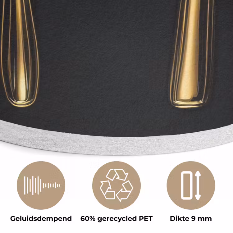 Bestek - Goud - Mes - Vork Akoestische PET Vilt - Rond klein -closeup_NL