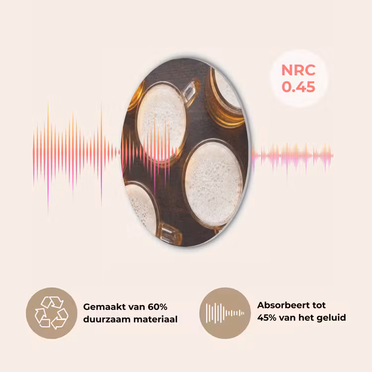 Bier - Glazen - Schuim - Hout - Drank Akoestische PET Vilt - Rond klein -USP_NL