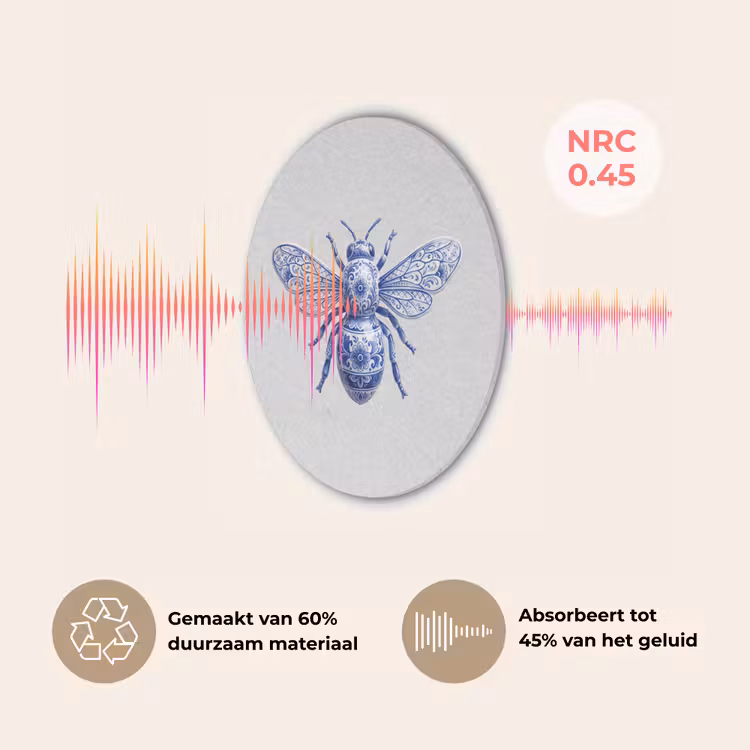 Bij - Modern - Delfts - Blauw Akoestische PET Vilt - Rond klein -USP_NL