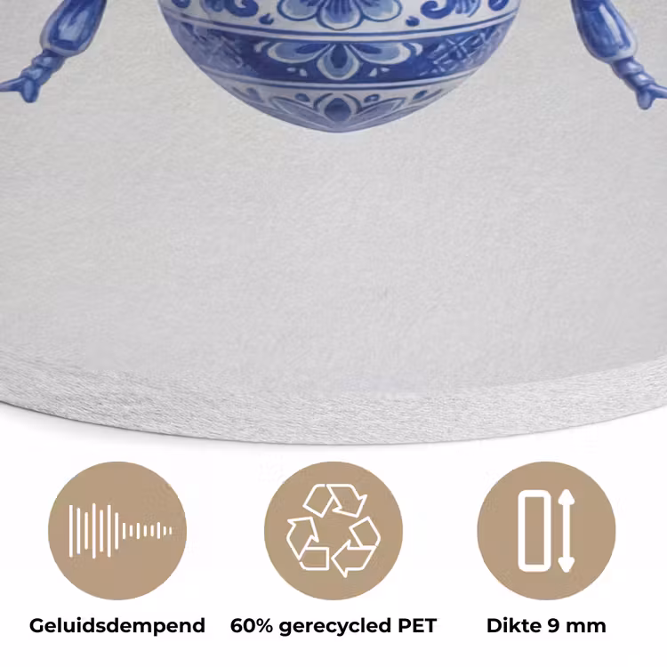 Bij - Modern - Delfts - Blauw Akoestische PET Vilt - Rond klein -closeup_NL