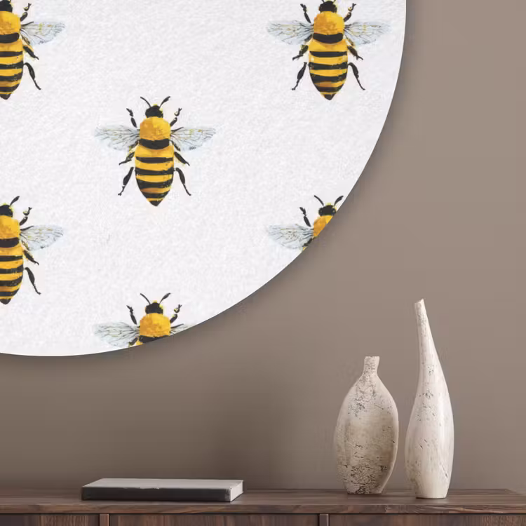 Bijen - Tijdloos - Wit Akoestische PET Vilt - Rond klein 838 -sfeer5_closeup