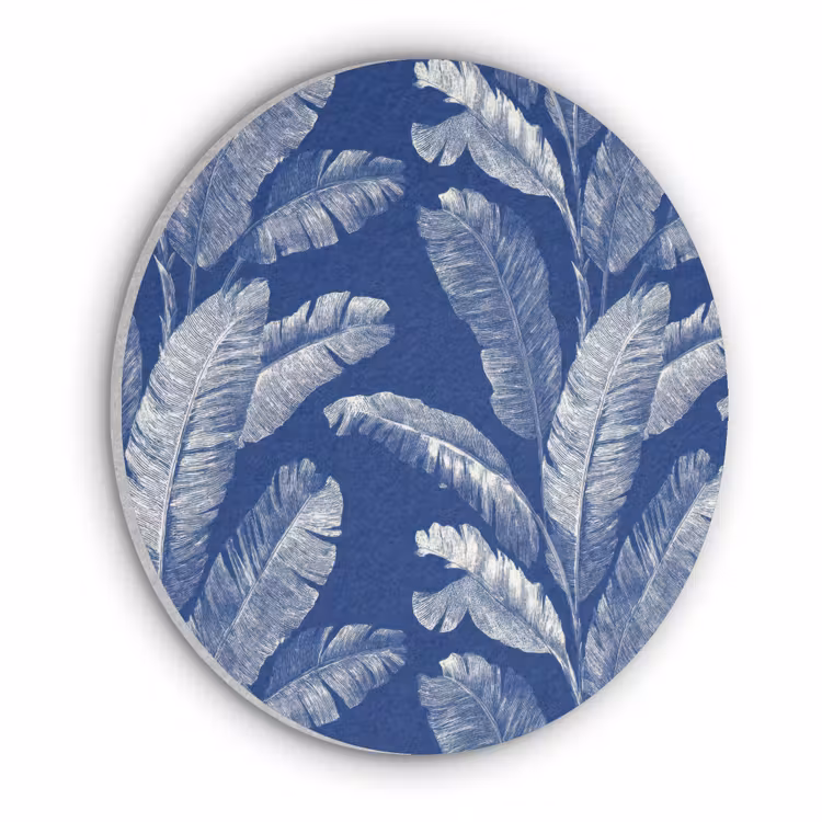 Blad - Palm - Blauw Akoestische PET Vilt - Rond klein 838 -3d