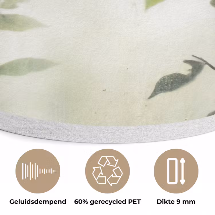 Blad - Schaduw - Natuur - Abstract - Groen Akoestische PET Vilt - Rond klein -closeup_NL