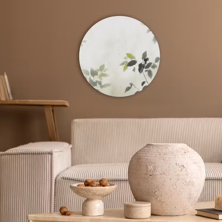 Blad - Schaduw - Natuur - Abstract - Groen Akoestische PET Vilt - Rond klein -sfeer1