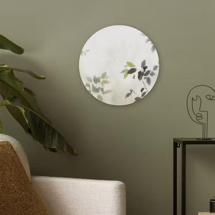 Blad - Schaduw - Natuur - Abstract - Groen Akoestische PET Vilt - Rond klein -sfeer2
