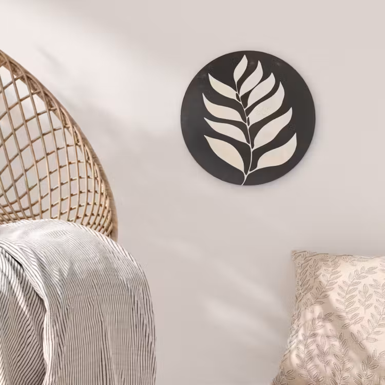 Blad - Wit - Minimalistisch Akoestische PET Vilt - Rond klein -sfeer4