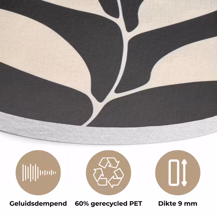 Blad - Wit - Minimalistisch Akoestische PET Vilt - Rond klein -closeup_NL