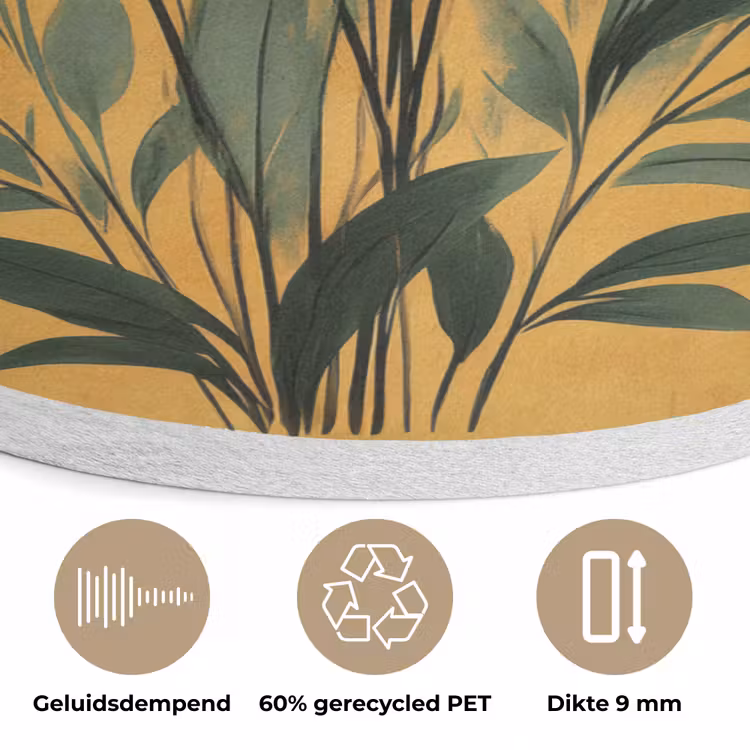 Bladeren - Boeket - Bloemen - Geel Akoestische PET Vilt - Rond klein -closeup_NL