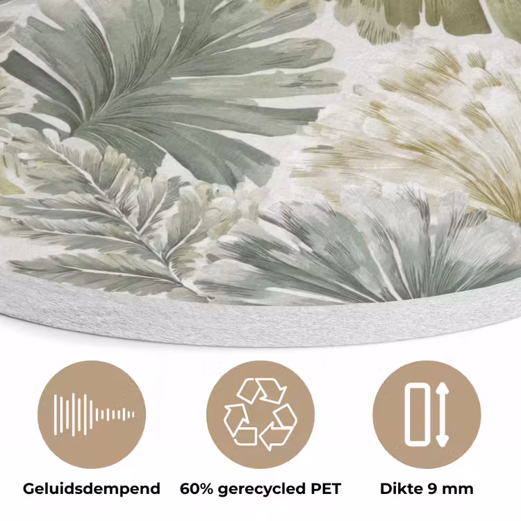 Bladeren - Botanisch - Groen Akoestische PET Vilt - Rond klein 838 -closeup_NL